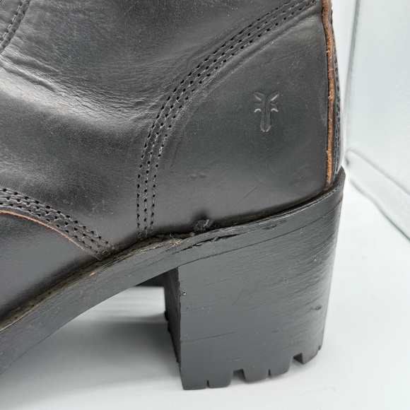 FRYE Black Leather Lace-Up Moto Boots Sabrina Sz 8 - Picture 12 of 12